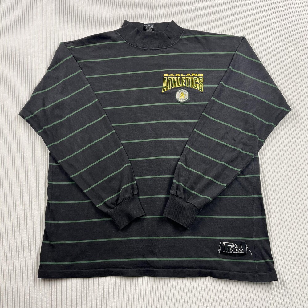 Vintage Oakland Athletics Shirt Mens Medium Black MLB Baseball Front Row 90s
